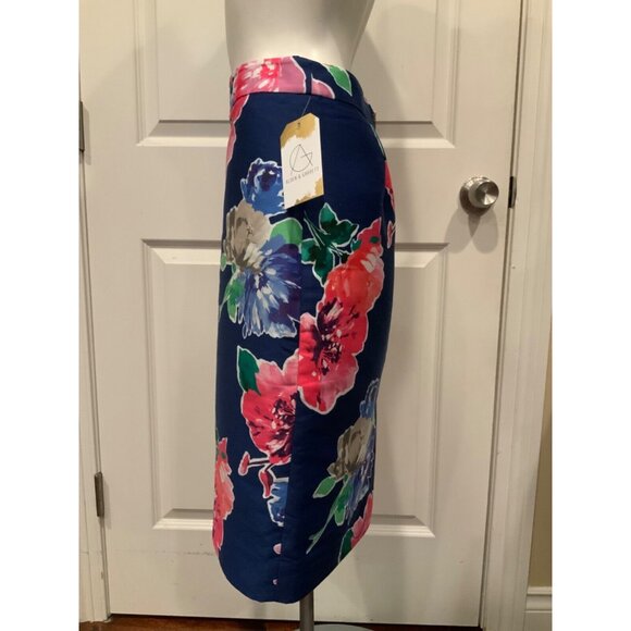 Kate Spade New York Blue Multicolor Floral Pencil Skirt Size 4 - Picture 5 of 9